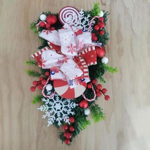 Dekorative Blumen Weihnachten künstliche Girlande wiederverwendbar satte Farben Kranz hängende Blätter Schleife-Knoten-Lutscherbaum