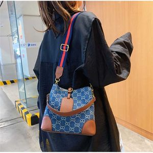 Luksusowy projektant Nowa moda w torbie na ramię dżins kontrast wiadra duża pojemność Ręka Ręka Płótna Krzyż Krzyż Kobiet Saleg6K4