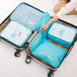 Borse portaoggetti Borsa da viaggio da 6 pezzi Tuta Valigia Vestiti Lavaggio Scarpa cosmetica Casa portatile