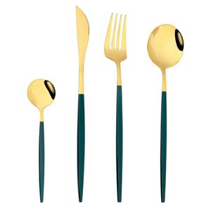 Guldkärl Set Spoon Fork Knife Spoons Frosted Rostfritt stål Mat Western Table Tool Tool