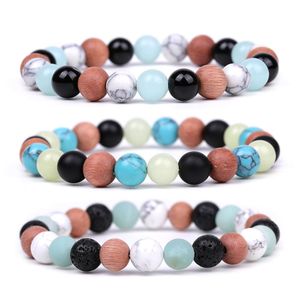 Perline luminose Glow In The Dark Pietra naturale Bracciale con perline Colorf Gemstone Howlite Lava Bracciali per uomo Donna Gioielli di moda Dr Dhfl2