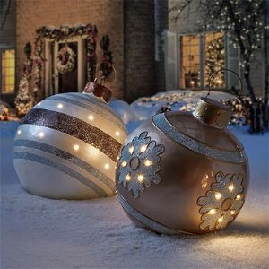 Juldekorationer 2023 60 cm utomhus Uppblåsbar boll Made PVC Giant Large S Tree Toy Xmas Gifts Ornament 221115