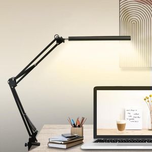 Lampade da tavolo Lampada da scrivania creativa Protezione per gli occhi Luce da lettura Dimmerabile Studente Apprendimento Clip a braccio lungo pieghevole a LED