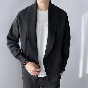 Camisolas masculinas Chiques de suéter de malha de suéter de malha casual cardigan Outwear outono para o trabalho