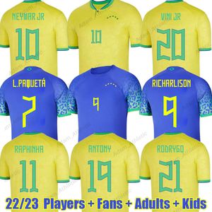 Brasil Soccer Jerseys 2022 Neymar Brazils Football Shirts Vini Jr Antony Raphinha Richarlison L.paqueta G.jesus Rodrygo Casemiro Puchar Świata Brazylijska koszulka dla dzieci