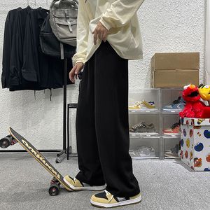 Męskie spodnie luźne spodnie dresowe mężczyźni High Street szeroka noga wiosna jesienna moda w stylu Hongkongu solidne proste spodnie rurki męskie ubrania 221116