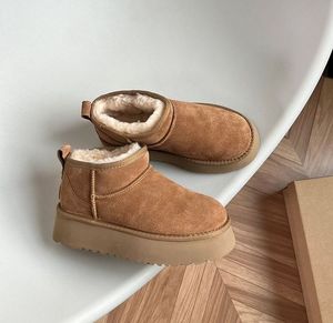 2022 Ultra Mini Platform Boot Designer Woman Winter Ongle Australia Boots Snow Bottom Leather Real Real Dark Dark