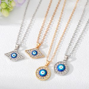 Round Zircon Turkish Blue Mal Ey Eye Pingente de colares para mulheres Turquia Jóias de festa do colar dos olhos Lucky