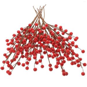 Flores decorativas Berry Christmas Red Picks Artificial Hastes Berries Ramificações Tree Hollybranch Simulation Flower Twig Spray Diy Crafts Stem