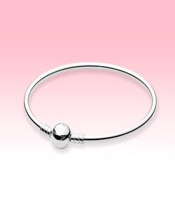 Real Sterling Silver Ball Clasp Bangle Bangle Bangle Bangle Bangle Bangle Bangle Box for Pandora Diy Charms Bracelet for Women Mens Bangles1295940