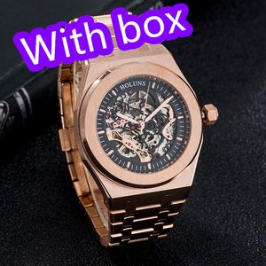 orologio da uomo orologio meccanico automatico orologi cavi stile classico 42mm acciaio inossidabile pieno 5 ATM zaffiro impermeabile super luminoso