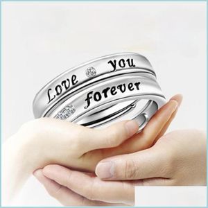 Pierścienie zespołowe Para Love You Forever Band Rings Pierścionki Crystal Diamond Wedding Wedding Wedding Pierdzież dla kobiet mężczyzn Mode Biżuter