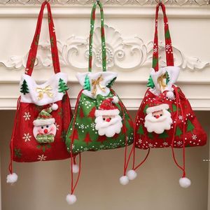 Frohe Weihnachten Santa Sack Geschenk präsentiert Tasche Schneemann Süßigkeiten Taschen Wein Strumpf Flasche Weihnachtsdekoration RRA574