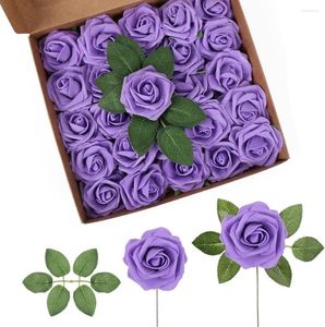 Decorative Flowers 25/50 Pieces Foam Roses Real And Fake With Stems For DIY Wedding Bouquets Bridal Shower Centerpieces Yard Home Decor