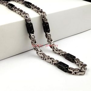 Chains 6mm 21.6'' Black Stainless Steel Fashion Byzantine Link-Chain Necklace Women Men Gifts