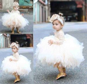 Vestido de batismo de meninas recém -nascidas de champanhe tulle meninas de 1º aniversário do vestido de batismo da princesa de 1º aniversário, roupa de bebê