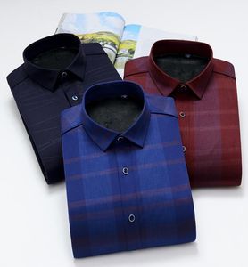 Yeni Varış Kış Kalın Sıcak Gömlek Erkekler Günlük Gömlek Ekose Düz Renk Pürüzsüz Eentit Elbise Gömlek 2680722
