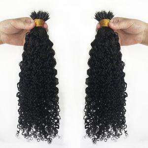 Curly Remy Hair Nano Ring Tips Micro Beads Malaysian Natural Color Human Hair Extensions