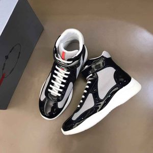 Populära män Americas Cup Sneakers Shoes Bike Fabric Patent Leather Runner Sports Mesh Breattable Outdoor High Top Casual Waking EU38-46 Original Box