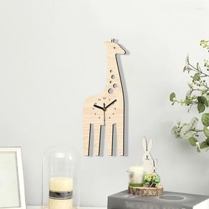 Wanduhren Giraffe Holzuhr Kreative Tier Kinder Büro Schlafsaal Dekoration Geburtstag