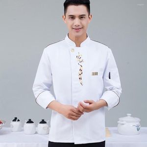 Men's Casual Shirts Professional Unisex Chef Coat Men Women Jacket Stand Collar Static-free Bakery Food Service Kitchen Wearing