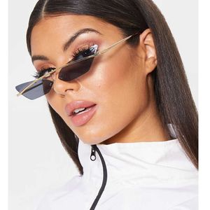 Sunglasses Frames Female Fashion Rimless Small Metal Frame Cat Eye Women Ladies Mirror Vintage T2201114