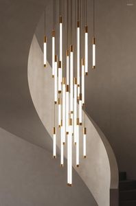 Люстры роскошный дизайн длинная светодиодная люстра для лестницы современный лобби в гостиной подвесной ламп с большой лампой домашнего декора