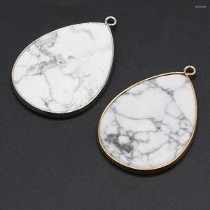 Collane con ciondolo Bianco Turchese Pietra naturale Goccia d'acqua Artigianato Creazione di gioielli Collana fai da te Accessori per orecchini Regalo Decorazioni per feste 30x45mm