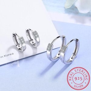 Orecchini a cerchio in argento sterling 925 minimalista geometrico con zirconi, orecchino a cerchio rotondo per donne affascinanti, gioielli raffinati, regalo classico