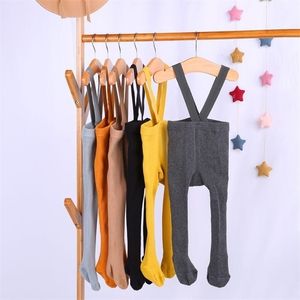 Leggings Tights Breathable Infant Kids Suspender Pantyhose Spring Autumn Baby Girls Boys Cute Solid Color High Waist Bandage Overall 221116
