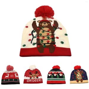 Boinas de chapéu de natal chapéu de natal iluminar iluminar árvore quente boneco de neve crianças adultos ano decoração presentes