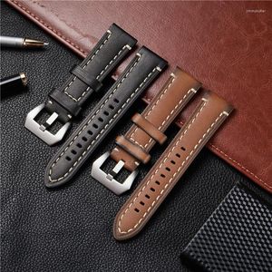Watch Bands Vintage Handmade Genuine Leather Straps Grilled Design Strap Male Business Watchband 18mm 20mm 22mm 24mm
