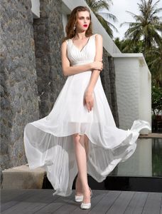 High Low Chifon Wedding Suknia V Neck Asymetryczna plaża Seksowna suknie dla przyjęć dla kobiet 2023 Vestidos de Noiva