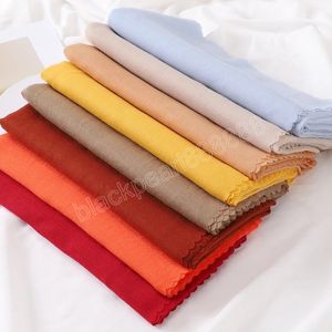 Solid Cotton Linen Square Scarf Women Muslim Hijab Shawl Soft Headscarf Wraps Foulard Bandana Islam Turban Headband