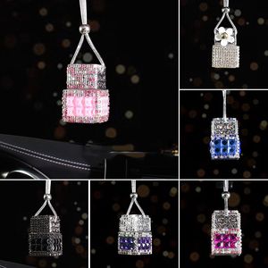 Innovative Diamond Perfume Bottle mounted drill piece perfume pendant with Hang Rope for Car Decorations Air Freshener