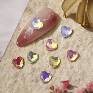 Nagelkunst decoraties 20 stks flatback hartvormige nagel holografische steentjes absin edelsteen stenen voor nagel art decoratie aurora manicure stenen t221111