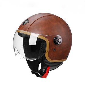 Capacetes de ciclismo Retro Motocicleta Acesso a Motocicleta Cavaleiro vermelho Cavaleiro meio adulto Motor Riding Face aberta 666 T221107