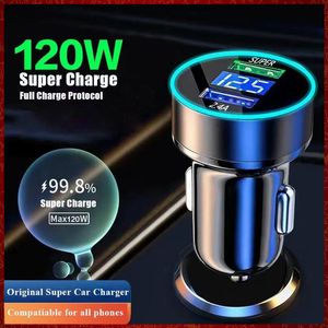 120W USB Car Charger Dual Ports Super Fast Charging Adapter for Samsung Galaxy Xiaomi Huawei iPhone 13 12 11 Pro Max 7 8 Plus Charge Automotive Electronics Free ship