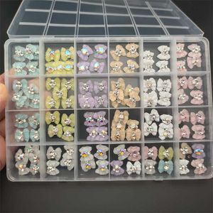 Nail Art Decorations Box Luxury Nail Art Charms Decorations d Bowknot Ab Crystal Diamond For Nails Leveringen Rhinestones Manicure Tool Design T221111
