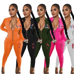 2024 Designer Brand Women Jumpsuit Letter Print Overalls Bodycon One Piece Outfits Clothes Long Sleeve Romper Pants Stand Collar Jumper Suit Wholesale 8961-4