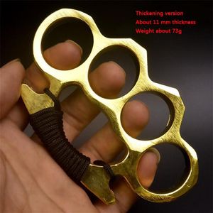 Förtjockad metallfinger tiger säkerhetsförsvar mässing knuckle duster självförsvar utrustning armband pocket edc verktyg5236245v