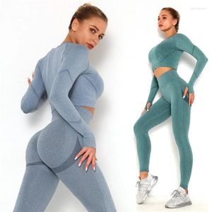 Conjuntos ativos Conjunto de roupas de ioga Suporte de esportes feminino de roupas esportivas Fitness Athletic Wear Gym Roupas de treino sem costura para 2022