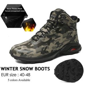 Klädskor vinterstövlar män varm plysch nonslip snö män hög kvalitet utomhus vattentät kamouflage vandring vandring berg 221116
