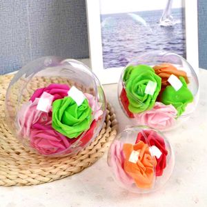 6 CM Can Open Clear Plastic Christmas Ball Candy Gift Box Hanging Ornament For Xmas Wedding Decoration 100 Pcs
