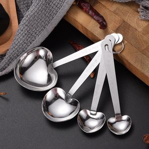 wholesale Love Wedding Favors Of Simply Elegant Heart Shaped Stainless Steel Measuring Spoon 4pcs/set Gift Box Cuchara Medidora De Acero Inoxidable