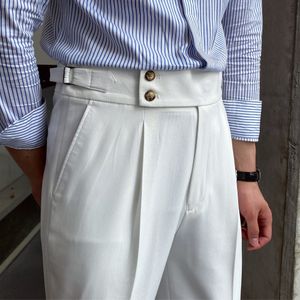 Erkekler Pantolon Erkek Napoli Askeri Yaz İngiliz Örtü Yüksek Bel Düz İş Gündelik Modaya Modeli Khaki Buckle Kemer Pantolon 221116