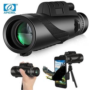 Telescópio Binoculares Apexel 80x100 HD monocular de longo alcance Zoom Bak4 Prism Telescop com clipe de telefone do tripé para caçar acampamento ao ar livre 221116