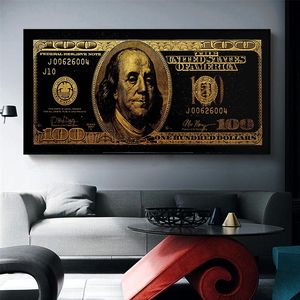 Aahh Gold Standar Modern Pop Cultion Money Style Street Art Inspirational Wall Art Canvas Wall Picture for Home Decor LJ200908250S