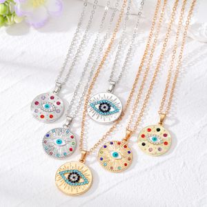 Rainbow Mal Ey Eye Colar Mulheres Mulheres Turkish Blue Eyes Clavicle Chain colar Jóias de casamento de festa