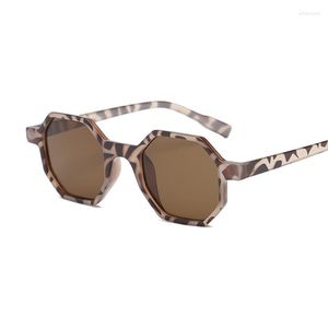 Sonnenbrille Vintage Achteck-Sonnenbrille - Designermode mit kleinem Rahmen für Damen, Retro-Brille mit klarem Spiegel für Sonnenschutz